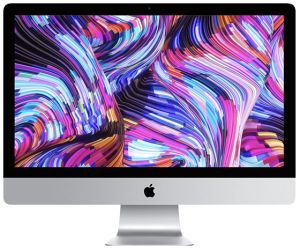 Apple iMac Retina 5K, 27 collas, 2019. gada modelis ar abstraktu mākslas fonu